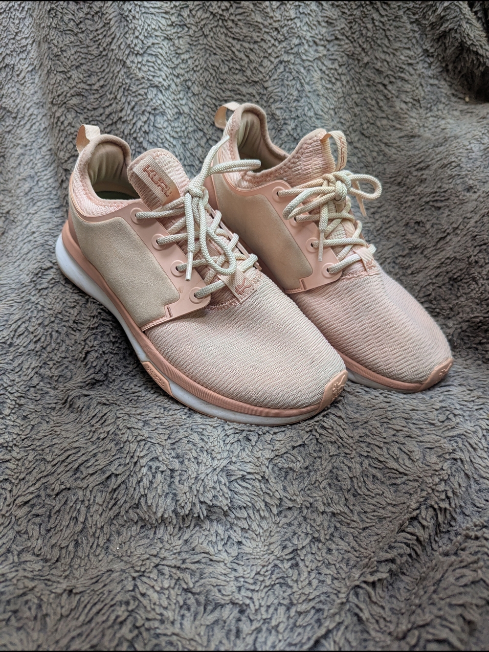 KURU Women's Lightweight Knit Sneakers in Blush Pink and Cream